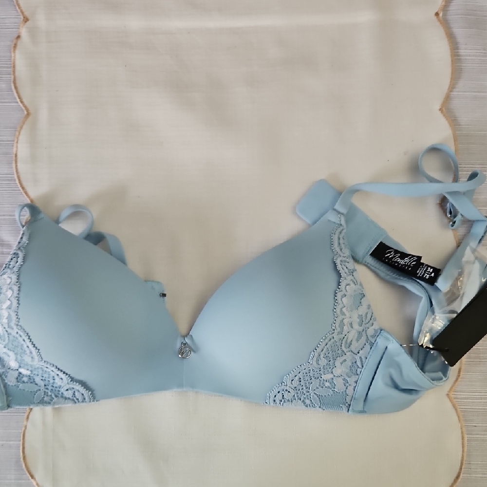 Elegant Sky Blue Lace Bra